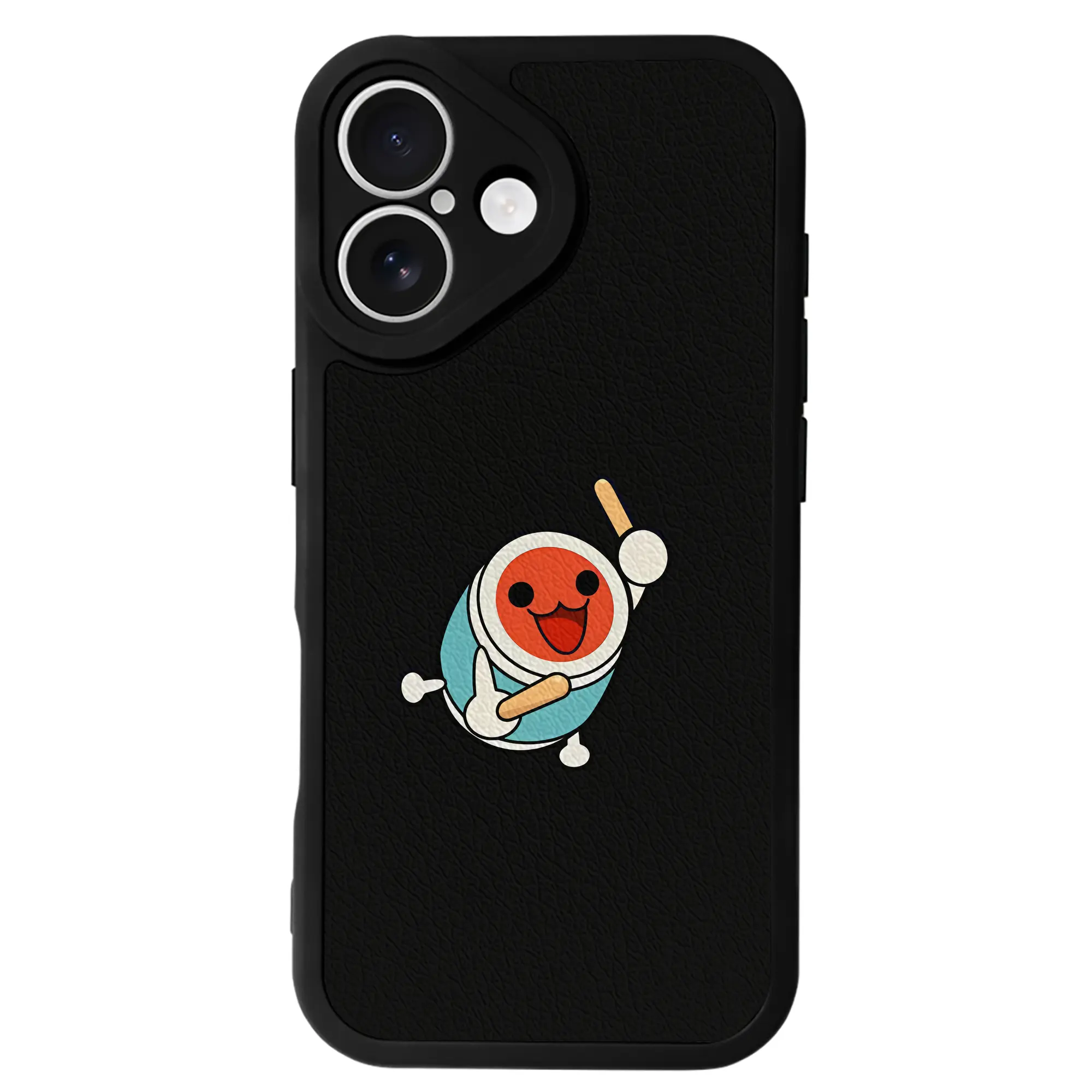 太鼓の達人 グッズ - IPhone 16シリーズ対応 ・ シリコンスマホケース ・ レザー調 ・ 高精度フィット ・ 耐衝撃 ・ ワイヤレス充電対応 ・ 精密カット